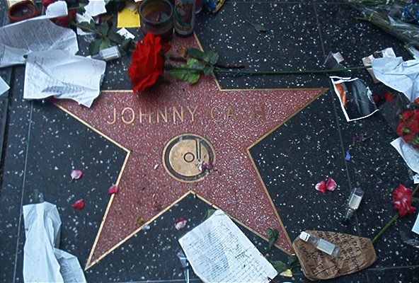 Johnny Cash's Hollywood star memorial after his death.