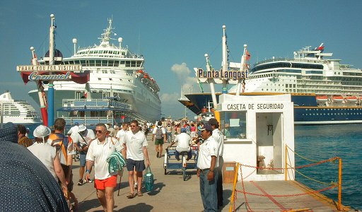 Pier at Cozumel with ships.