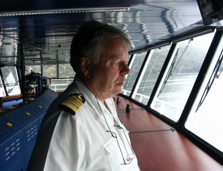 Capt. Otto on the bridge of the ship.